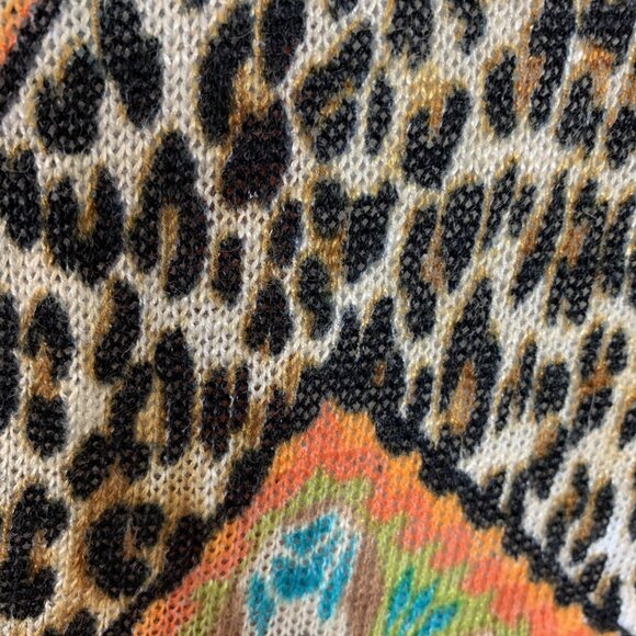 Chicos Womens 2 Large 3/4 Sleeve Cardigan Sweater Open Peacock Print Boho Rayon - Picture 8 of 15